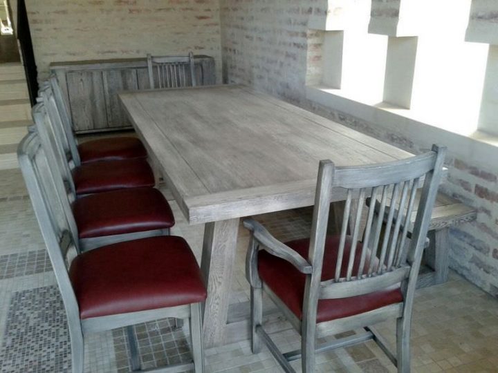 Set masa scaune si banca New Grey
