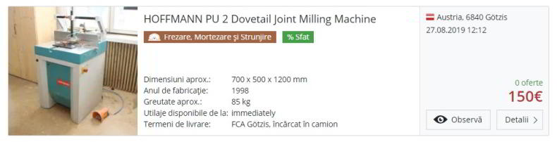 utilaje uzate masina pentru coada de randunica