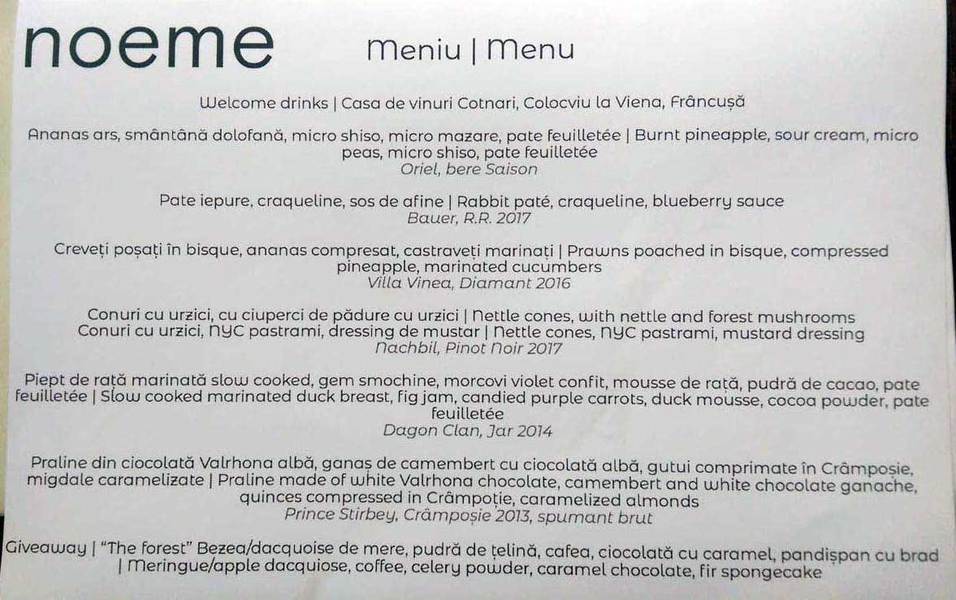meniu Noeme inaugurare