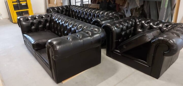 Set 3 2 1 Chesterfield piele naturala