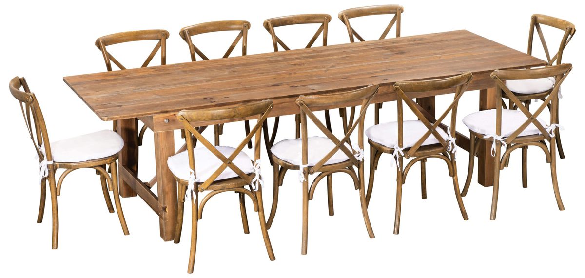 masa farmhouse cu scaune Thonet