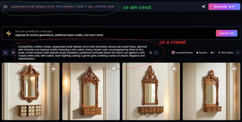 Oglinda de hol creata de Leonardo AI