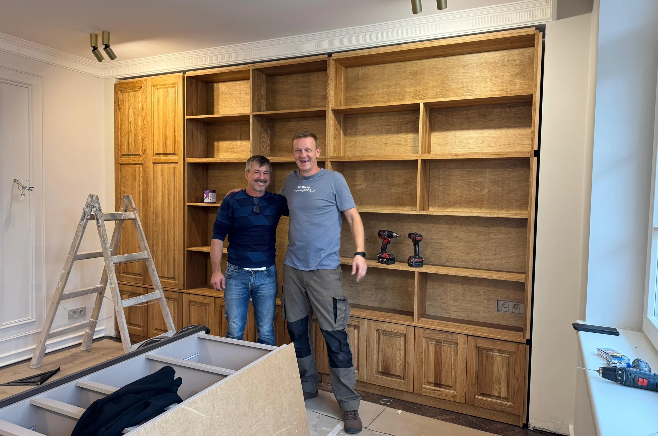 biblioteca încastrată Sibiu mobila din stejar masiv